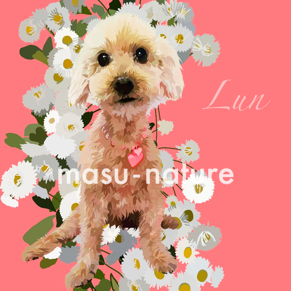 デジタルペットアート lun ルンちゃん masu-nature digital illustration 実績紹介　犬 dog トイプードル